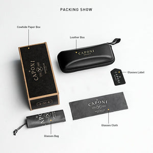 CAPONI Semi-rimless Titanium Frame Glasses Men Business Leisure Style Eyewear For Male Light Square Computer Eyeglasses J15003