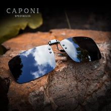 Load image into Gallery viewer, CAPONI Square Sunglasses Clip For Men Easy Flipped Up Glasses Clip Polarized Protect Eyes From Sun Light Driving Eyewear CP1101