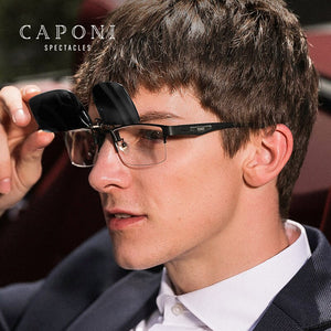 CAPONI Square Sunglasses Clip For Men Easy Flipped Up Glasses Clip Polarized Protect Eyes From Sun Light Driving Eyewear CP1101