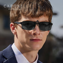 Load image into Gallery viewer, CAPONI Square Sunglasses Clip For Men Easy Flipped Up Glasses Clip Polarized Protect Eyes From Sun Light Driving Eyewear CP1101