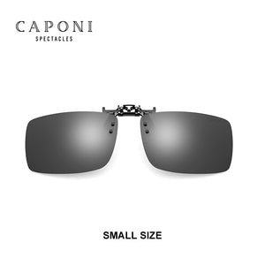 CAPONI Square Sunglasses Clip For Men Easy Flipped Up Glasses Clip Polarized Protect Eyes From Sun Light Driving Eyewear CP1101