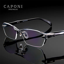 Load image into Gallery viewer, CAPONI Titanium Glasses Frame Men Rimless Square Business Optical Glasses Clear Computer Prescription Eyeglasss For Men J1141
