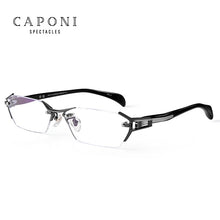 Load image into Gallery viewer, CAPONI Titanium Glasses Frame Men Rimless Square Business Optical Glasses Clear Computer Prescription Eyeglasss For Men J1141