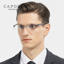 Load image into Gallery viewer, CAPONI Titanium Glasses Frame Men Rimless Square Business Optical Glasses Clear Computer Prescription Eyeglasss For Men J1141