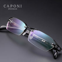 Load image into Gallery viewer, CAPONI Titanium Glasses Frame Men Rimless Square Business Optical Glasses Clear Computer Prescription Eyeglasss For Men J1141