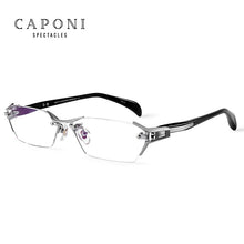 Load image into Gallery viewer, CAPONI Titanium Glasses Frame Men Rimless Square Business Optical Glasses Clear Computer Prescription Eyeglasss For Men J1141