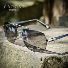 Load image into Gallery viewer, CAPONIPhotochromic Sun Glasses Polarized Brand  Square Men&#39;s Sunglasses Classic Double Bridge Driving Sun Shade For Men BS8002