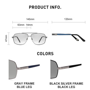 CAPONIPhotochromic Sun Glasses Polarized Brand  Square Men's Sunglasses Classic Double Bridge Driving Sun Shade For Men BS8002