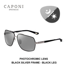 Load image into Gallery viewer, CAPONIPhotochromic Sun Glasses Polarized Brand  Square Men&#39;s Sunglasses Classic Double Bridge Driving Sun Shade For Men BS8002