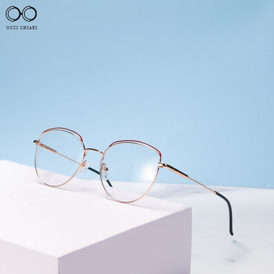 CAT EYE OPTIC GLASSES FRAME WOMAN Anti-blue Light Metal Eyeglasses Frame Myopia Prescription Glasses Lady Trend Eyewear