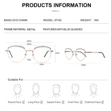 Load image into Gallery viewer, CAT EYE OPTIC GLASSES FRAME WOMAN Anti-blue Light Metal Eyeglasses Frame Myopia Prescription Glasses Lady Trend Eyewear