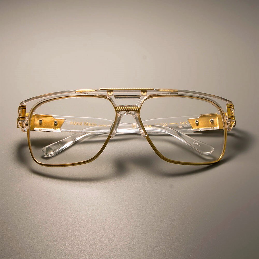 CCSPACE Gold Metal Transparent Glasses Frame Classic Retro Square Brand Designer Men Women EyeGlasses Eyewear SU108