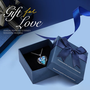 Women Silver Color Necklace Embellished with Crystals from Swarovski Necklace Angel Wings Heart Pendant Valentines Gift