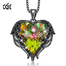 Load image into Gallery viewer, Women Silver Color Necklace Embellished with Crystals from Swarovski Necklace Angel Wings Heart Pendant Valentines Gift