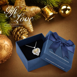 Women Silver Color Necklace Embellished with Crystals from Swarovski Necklace Angel Wings Heart Pendant Valentines Gift