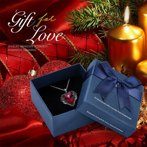 Women Silver Color Necklace Embellished with Crystals from Swarovski Necklace Angel Wings Heart Pendant Valentines Gift