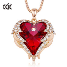 Load image into Gallery viewer, Women Silver Color Necklace Embellished with Crystals from Swarovski Necklace Angel Wings Heart Pendant Valentines Gift