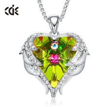 Load image into Gallery viewer, Women Silver Color Necklace Embellished with Crystals from Swarovski Necklace Angel Wings Heart Pendant Valentines Gift