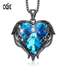 Load image into Gallery viewer, Women Silver Color Necklace Embellished with Crystals from Swarovski Necklace Angel Wings Heart Pendant Valentines Gift