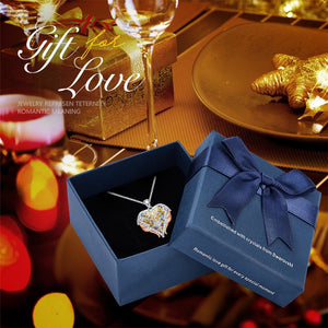 Women Silver Color Necklace Embellished with Crystals from Swarovski Necklace Angel Wings Heart Pendant Valentines Gift