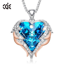 Load image into Gallery viewer, Women Silver Color Necklace Embellished with Crystals from Swarovski Necklace Angel Wings Heart Pendant Valentines Gift