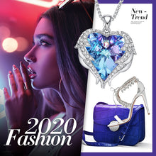 Load image into Gallery viewer, Women Silver Color Necklace Embellished with Crystals from Swarovski Necklace Angel Wings Heart Pendant Valentines Gift
