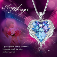 Load image into Gallery viewer, Women Silver Color Necklace Embellished with Crystals from Swarovski Necklace Angel Wings Heart Pendant Valentines Gift