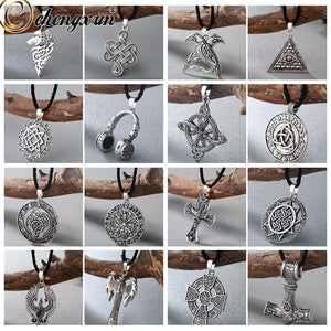 Viking Men Necklace Multiple Punk Gothic Style Norse Amulet Pendant Necklace Slavic Talisman Jewelry  for Boys