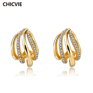 Famous Brand Crystal Statement Earrings For Women Wedding Gold Color Earrings Fashion Jewelry Stones Brinco Pendientes