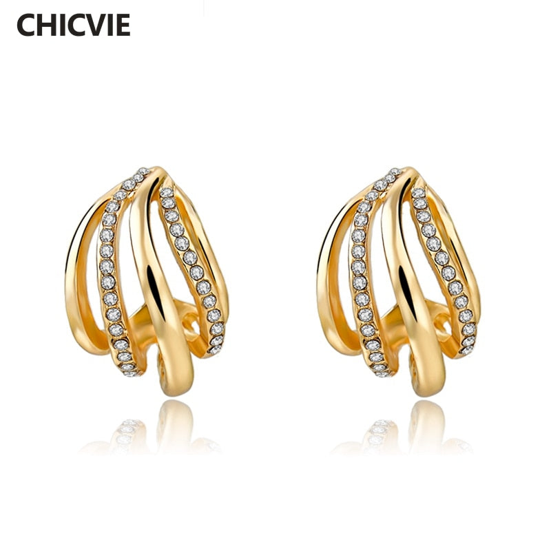 Famous Brand Crystal Statement Earrings For Women Wedding Gold Color Earrings Fashion Jewelry Stones Brinco Pendientes