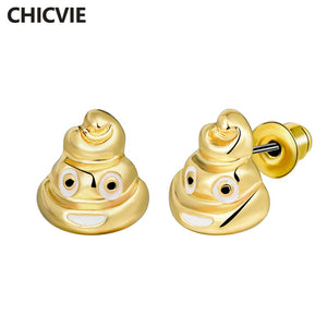 New brand design Stud Earrings For Women New Arrival Gold Color Emoji Smile Face Earrings Fashion Jewelry SER160152