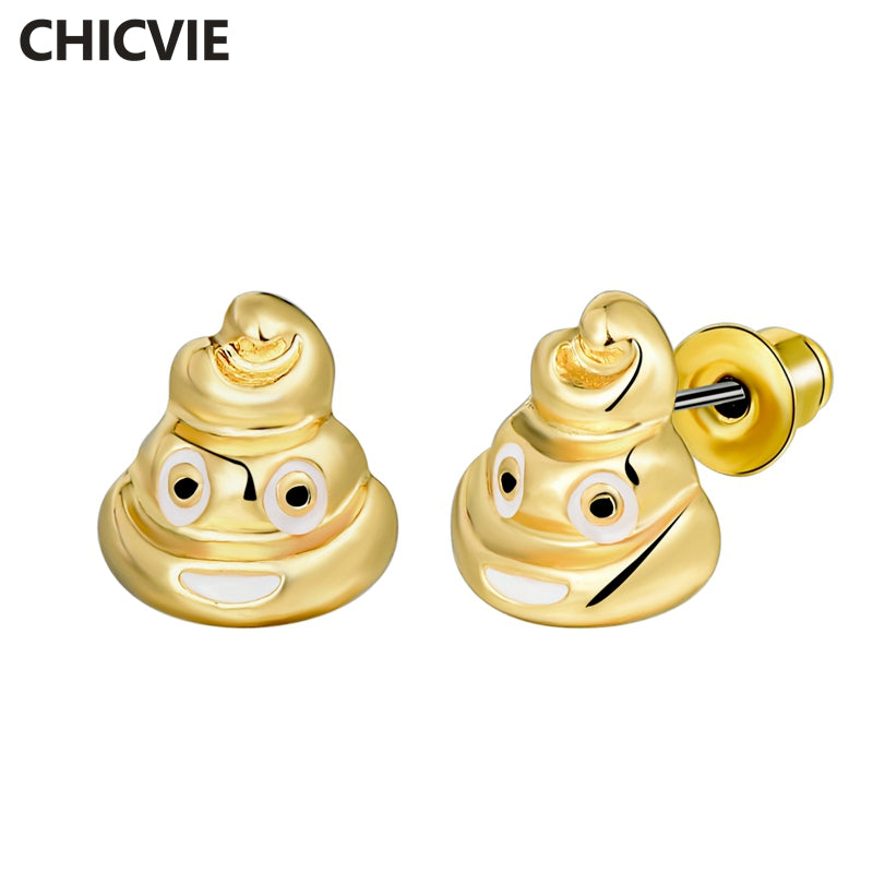 New brand design Stud Earrings For Women New Arrival Gold Color Emoji Smile Face Earrings Fashion Jewelry SER160152