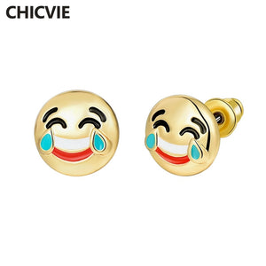 Small Cute Brand Stud Earrings For Women Vintage Ethnic Gold Color Emoji Smile Face Earrings Fashion Jewelry SER160144