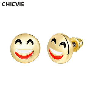 Trendy Brand Small Stud Earrings For Women Ethnic Gold Color Emoji Smile Face Earrings Fashion Jewelry SER160148