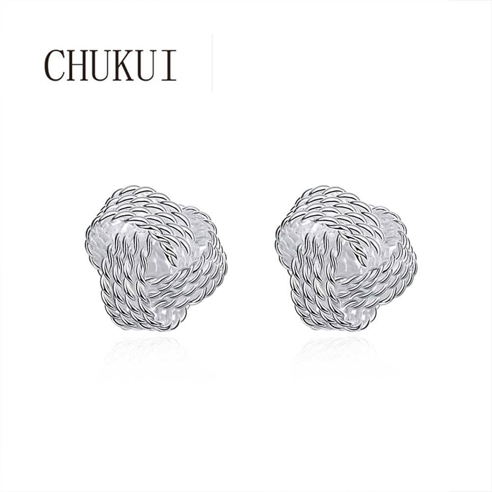 Silver Knot Stud Earrings Women Fashion Small Oorbellen Studs Metal Konts Earing Trend 2018 Pendientes Mujer Moda