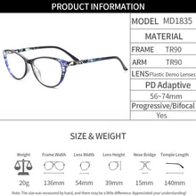 Load image into Gallery viewer, Fashion Women Cat Eye Glasses Frame Ultralight Plastic TR90 Female Myopia Prescription Spectacles Frames MD1835