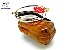Load image into Gallery viewer, =CLARA VIDA= lighter case belt clip portable foldable men women unisex golden reading glasses+1.0 +1.5 +2.0 +2.5 +3.0 +3.5+4.0
