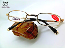 Load image into Gallery viewer, =CLARA VIDA= lighter case belt clip portable foldable men women unisex golden reading glasses+1.0 +1.5 +2.0 +2.5 +3.0 +3.5+4.0