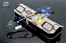 Load image into Gallery viewer, CLARA VIDA rimless frameless quality 12 layers coated silver rigid with case reading glasses+1.0 +1.5 +2.0 +2.5 +3.0 +3.5 +4.0