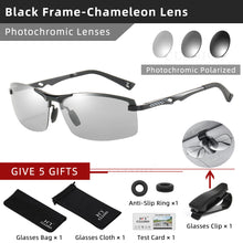 Load image into Gallery viewer, CLLOIO 20232 Aluminum Photochromic Sunglasses Men Polarized Day Night Driving Glasses Anti-Glare Rimless Chameleon Glasses UV