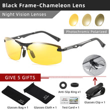 Load image into Gallery viewer, CLLOIO 20232 Aluminum Photochromic Sunglasses Men Polarized Day Night Driving Glasses Anti-Glare Rimless Chameleon Glasses UV