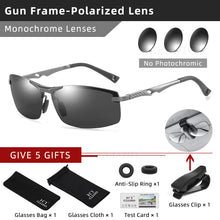 Load image into Gallery viewer, CLLOIO 20232 Aluminum Photochromic Sunglasses Men Polarized Day Night Driving Glasses Anti-Glare Rimless Chameleon Glasses UV