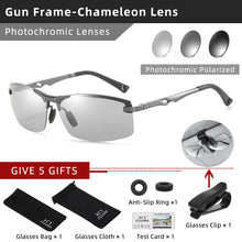 Load image into Gallery viewer, CLLOIO 20232 Aluminum Photochromic Sunglasses Men Polarized Day Night Driving Glasses Anti-Glare Rimless Chameleon Glasses UV