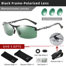 Load image into Gallery viewer, CLLOIO 20232 Aluminum Photochromic Sunglasses Men Polarized Day Night Driving Glasses Anti-Glare Rimless Chameleon Glasses UV