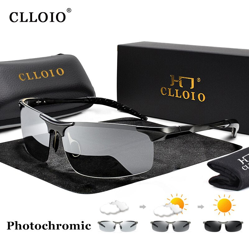 CLLOIO Aluminum Photochromic Sunglasses Men Polarized Day Night