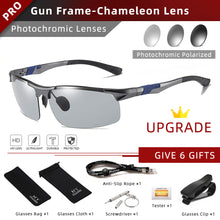 Load image into Gallery viewer, CLLOIO Aluminum Photochromic Sunglasses Men Polarized Day Night Driving Chameleon Glasses Anti-Glare Change Color Sun Glasses UV