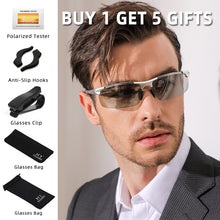 Load image into Gallery viewer, CLLOIO Aluminum Photochromic Sunglasses Men Polarized Day Night Driving Chameleon Glasses Anti-Glare Change Color Sun Glasses UV