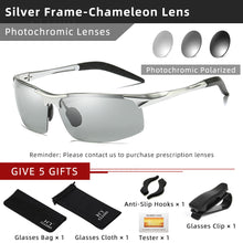 Load image into Gallery viewer, CLLOIO Aluminum Photochromic Sunglasses Men Polarized Day Night Driving Chameleon Glasses Anti-Glare Change Color Sun Glasses UV