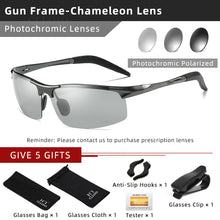 Load image into Gallery viewer, CLLOIO Aluminum Photochromic Sunglasses Men Polarized Day Night Driving Chameleon Glasses Anti-Glare Change Color Sun Glasses UV