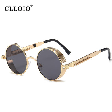 CLLOIO Classic Gothic Steampunk Sunglasses Men Women Round Glasses Vintage Sun Glasses  Metal Frame UV400